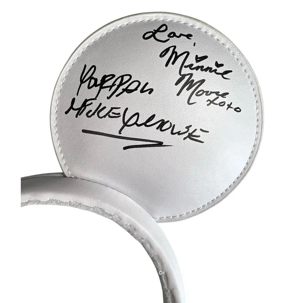 Disney Mickey Mouse Ears Autograph Signed White Headband